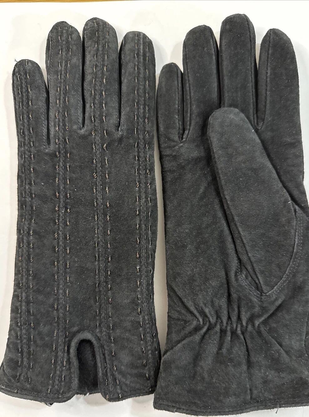 Vintage Thermolite Gloves Womens S Black Leather Suede Insulated Driving Casual